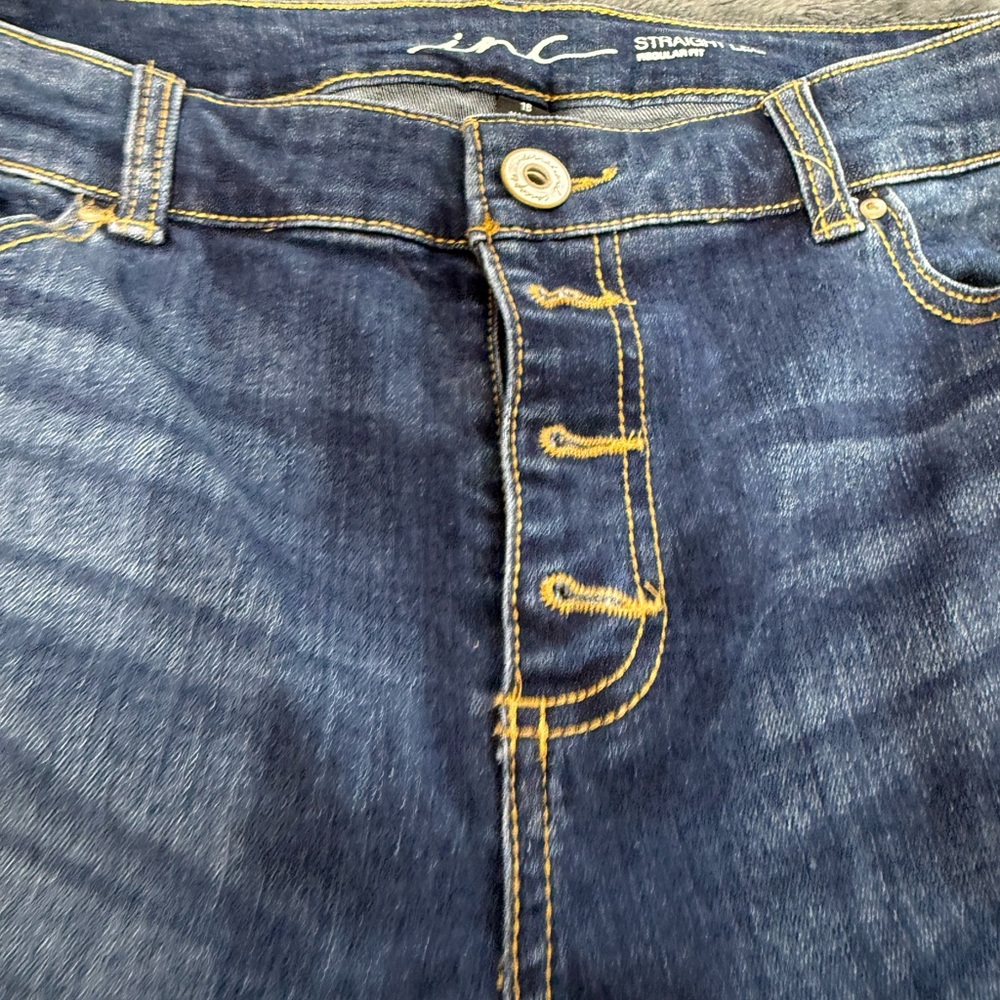 INC International Concepts Blue Frayed Wide Leg Jeans - Picture 4 of 7